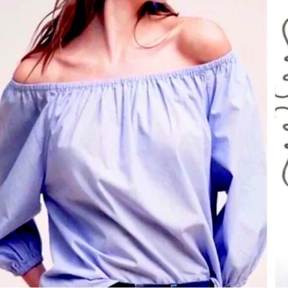 MAEVE $98 Anthropologie off shoulder pinstripe top XS cotton - Picture 3 of 11